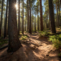 Obraz premium Serene Mountain Biking Trail 