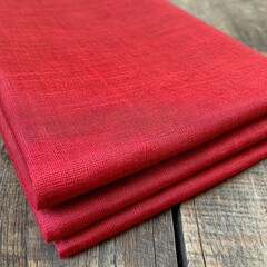 Crimson Red Linen Fabric Close-Up