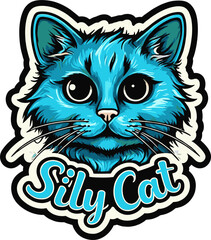 Sily Cat Logo Style Design Black New Transparent funny actions red eyes vector artwork vinyl DTF cut vector poster acrylic t-shirt poster interior logo editable Wall Sticker decor mug poster slogan