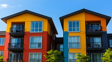 Naklejka premium Colorful Apartments Under Blue Sky