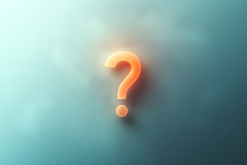 Naklejka premium A glowing orange question mark floats on a misty teal background, symbolizing uncertainty and the search for answers.