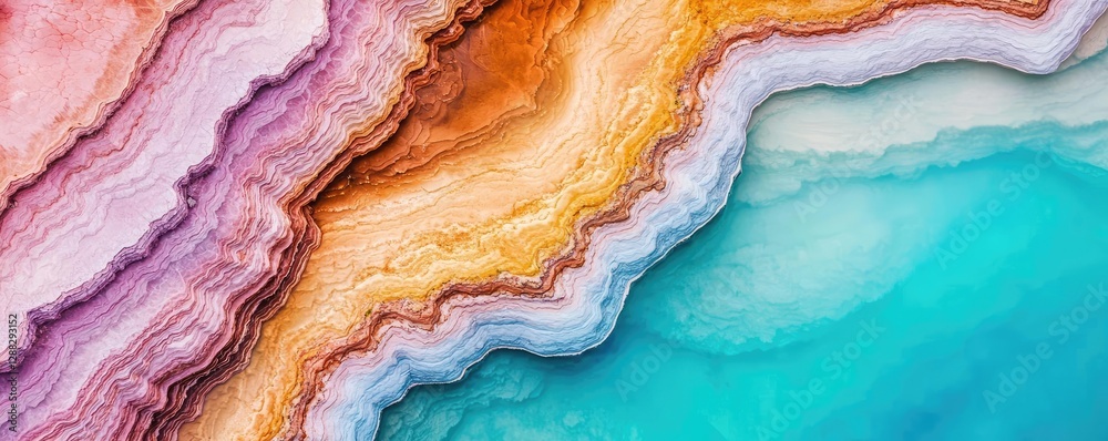 Poster weathering process idea. colorful layers of natural minerals create a stunning geological pattern.