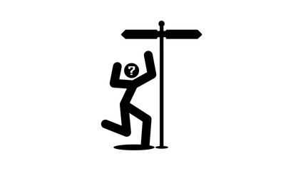 man figure thinking Which Way To Choose , black isolated silhouette