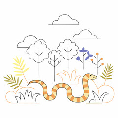Cute Orange Snake Illustration: Children's Book, Apparel Design.