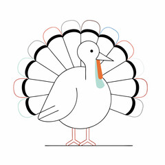 Thanksgiving Turkey Illustration: Minimalist Pastel Design for Holiday Cards.
