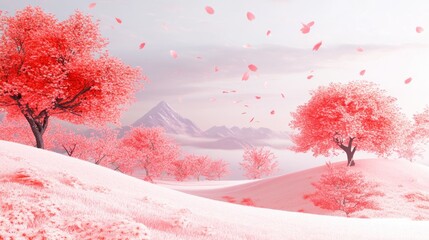 Pink Paradise: Serene Cherry Blossom Landscape
