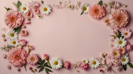 Spring Flower Banner on Textured Pink Background