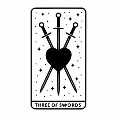 Classic Three of Swords Tarot Composition