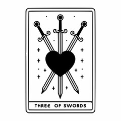 Ornate Hilt Swords in Three of Swords Tarot