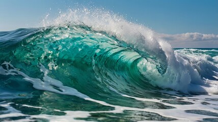 Turquoise Ocean Waves with White Foam Patterns
