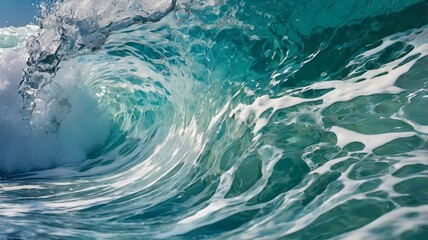 Turquoise Ocean Waves with White Foam Patterns