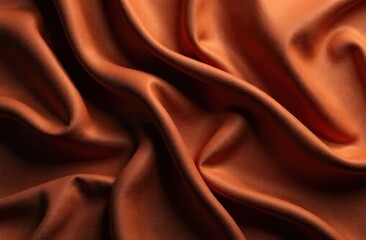 Fototapeta premium Deep, rich, chocolate colored satin. Folded and flowing background. Decoration design. Soft focus. Luxury fashion concept. Dark brown sexy silk backdrop with curves.