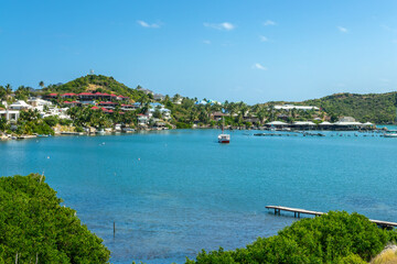 View of Oyster Pond,, Caribbean landscape, St Maarten island (Saint Martin), Dutch West Indies