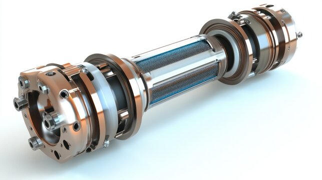 Futuristic mechanical component with intricate design, showcasing engineering innovation and detail