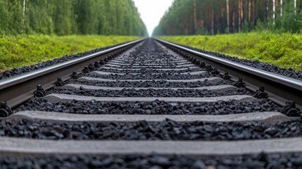 Obraz premium Railroad tracks through a forest