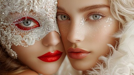 Obraz premium Italian carnival celebration in venice a high-energy travel experience masked beauty romantic atmosphere