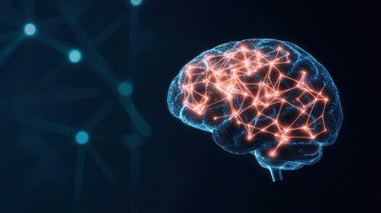 Overcoming anxiety, brain with glowing neural connections representing intelligence