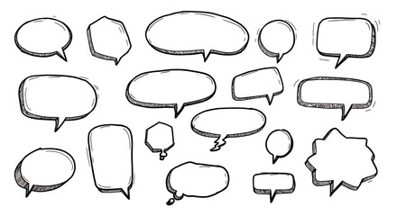 A hand-drawn speech bubble set with a playful and friendly design, perfect for casual e-commerce promotions.