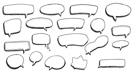 Fototapeta premium A hand-drawn speech bubble set with a playful and friendly design, perfect for casual e-commerce promotions.