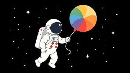 The child-interested astronaut who floats in the universe