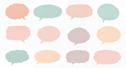 A watercolor speech bubble set with soft textures, great for stylish and natural e-commerce designs.