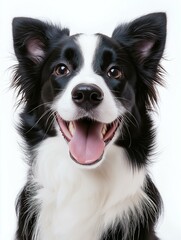 Fototapeta premium A happy black and white dog with an expressive face, showcasing its playful and friendly personality.