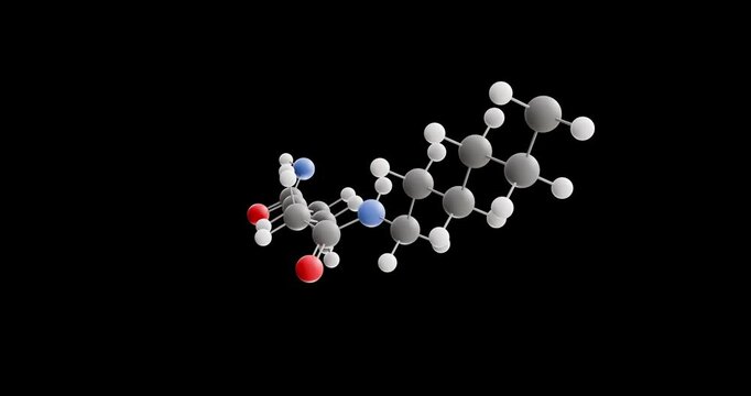 Nylon 66 molecule, rotating 3D model of polyamide, looped video on a black background