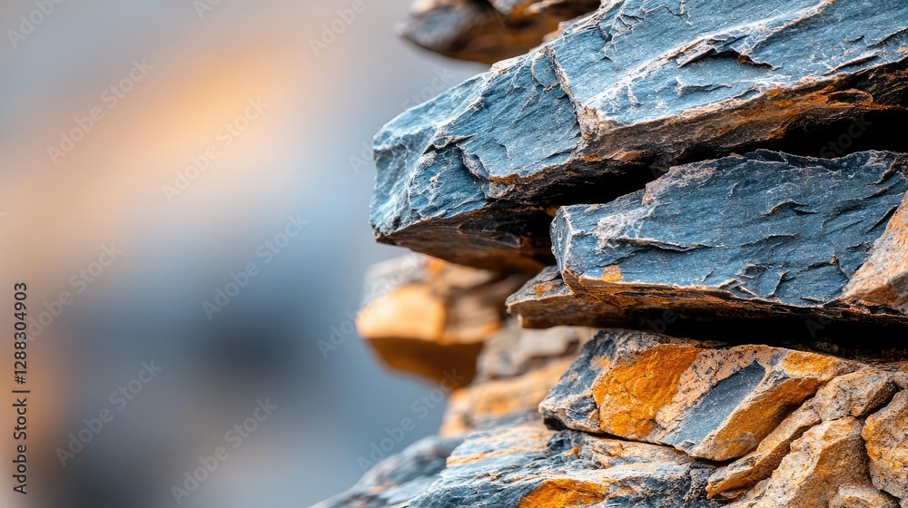 Poster weathering process concept. close-up of layered rocks showcasing earthy textures and natural colors.