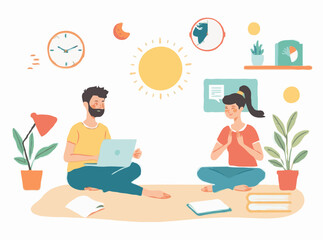 Relaxation Techniques for Work-life Balance Vector Illustration