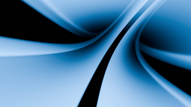 Curving blue lines intertwine and flow, creating an abstract design that embodies movement and energy. contrasting darker tones enhance the smoothness of the curves and shapes. 3d render