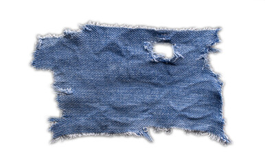  jeans. a frayed and torn piece of denim rag