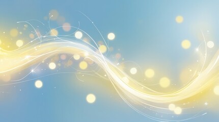 Vibrant abstract bokeh lights dance across a soft, serene light blue background