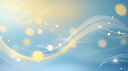 Vibrant abstract bokeh lights dance across a soft, serene light blue background