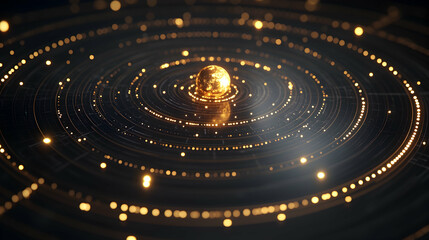 Golden Orb in Abstract Circular Design