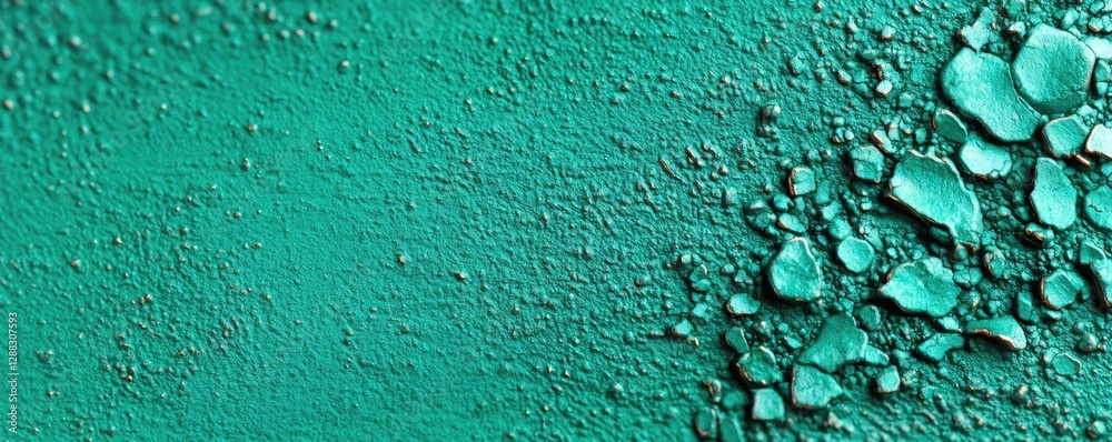Poster weathering process idea. textured green powder creates a vibrant visual element for design projects.