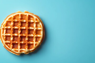 Illustrated waffles with honey drizzle and powdered sugar, perfect for food blogs, breakfast promotions, and digital menus, styled as a retro cookbook drawing