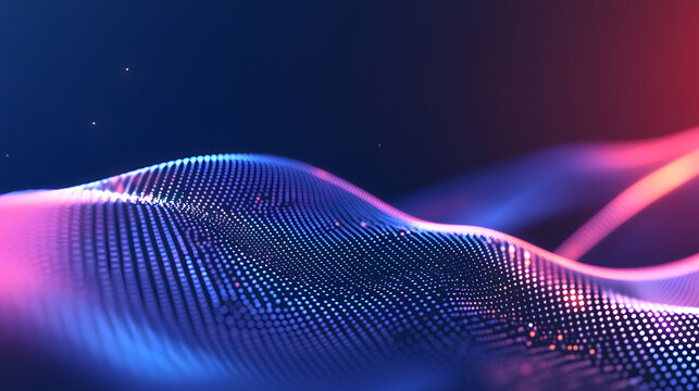Blue dots and lines particles, big data, communication technology science and technology background concept illustration