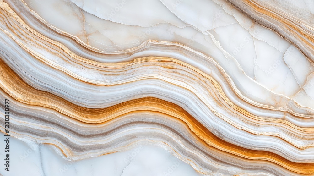 Poster weathering process concept. elegant marble texture featuring flowing lines of white and orange tones
