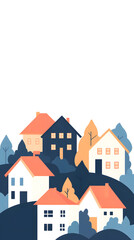 Naklejka premium Beautiful rural buildings, rural landscape houses illustration