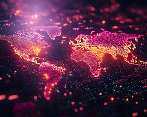 Glowing World Map Showcasing the Global Investment Flow and Exchanges