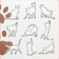 Glass Effect Vector Illustration of Cats in Various Poses