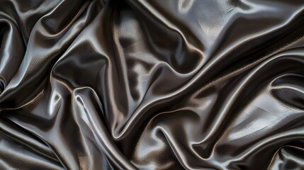 Obraz premium Shiny dark gray fabric with soft folds and highlights, creating a luxurious and smooth textile texture.