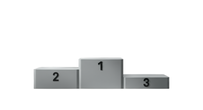 Sleek modern prize podium design in minimalist matte gray with elegant numbering