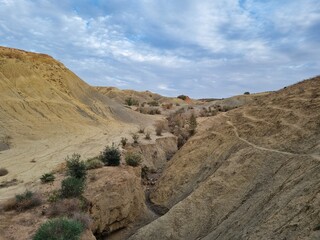 Dry valley under the mountains Tiaret Algeria