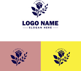 Florist icon Flower shop Floral boutique Flower studio flat logo sign symbol editable vector