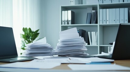 Money laundering fraud detection in an office. Featuring document scrutiny and transaction analysis