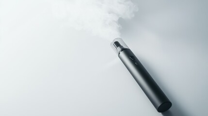 Fototapeta premium A vaping device on a white surface with soft shadows. Featuring modern design and smooth vapor