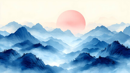 Misty Mountains Sunrise Landscape