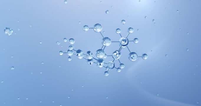 Agaritine rotating molecular structure, 3d model of hydrazine-derivative mycotoxin