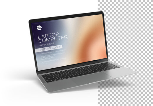 Isolated Floating Laptop Computer Screen Mockup